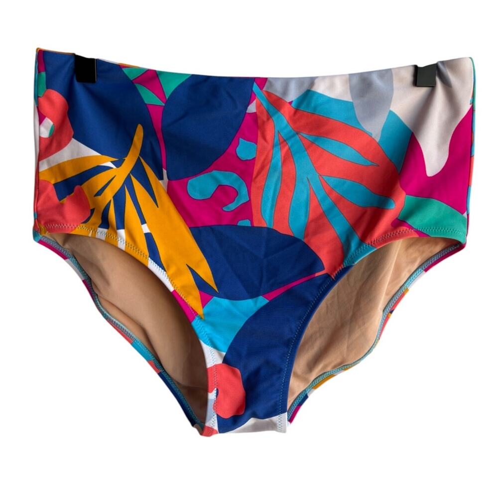 J. Crew Colorful High Waisted Bikini Set with Ruffles NOTE Bottom is L Top is XL - Picture 4 of 9